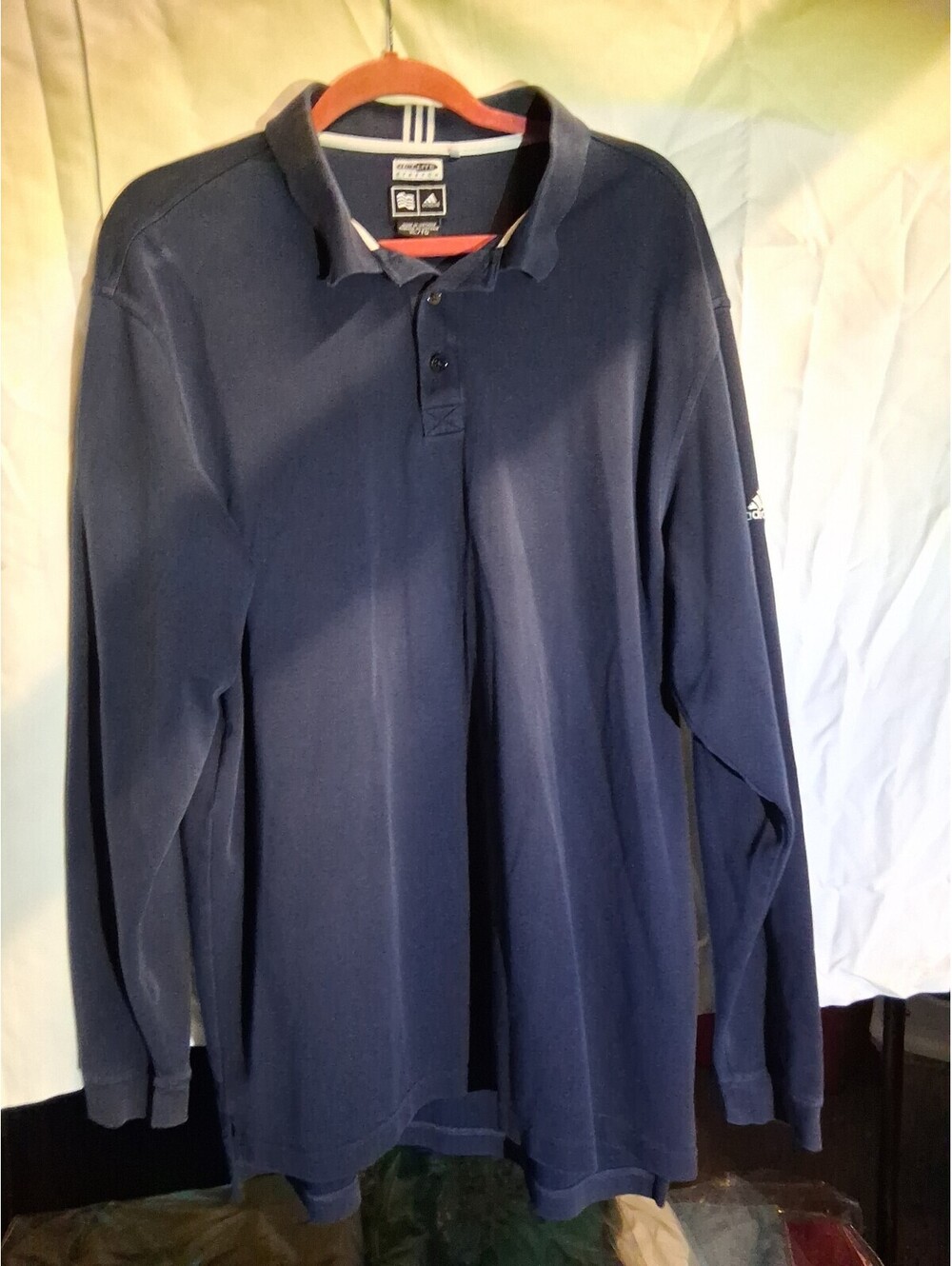 Adidas Climalite Long Sleeve Golf Polo Shirt Mens XL Navy Blue Strech G2